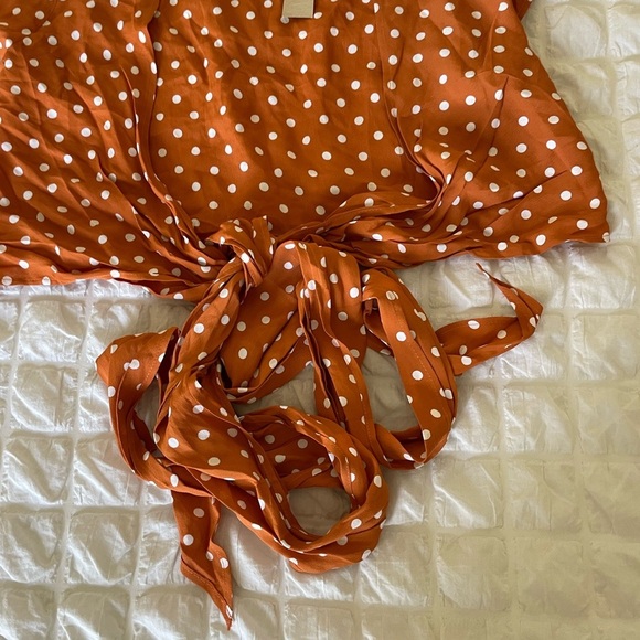 Flynn Skye Orange polka dot wrap top - Picture 2 of 6